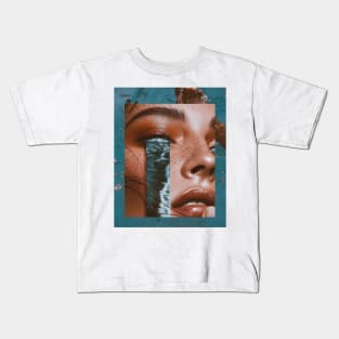 ocean eyes aesthetic collage blue sticker tshirt Kids T-Shirt